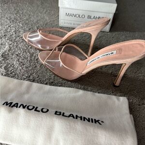 Manolo Blahnik Blush and Clear Heels